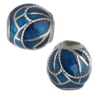 Stainless Steel European Beads, 316 Stainless Steel, Flower, silver color plated, DIY, blue Approx 4.5mm 