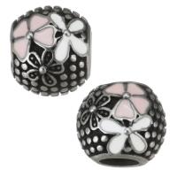 Stainless Steel European Beads, 316 Stainless Steel, silver color plated, enamel & blacken Approx 4.5mm 