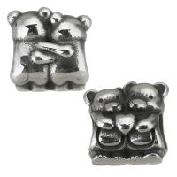 Stainless Steel European Beads, 316 Stainless Steel, Bear, silver color plated, blacken Approx 4.5mm 
