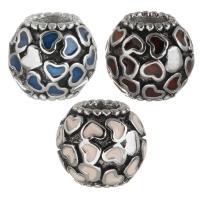 Edelstahl European Perlen, 316 Edelstahl, silberfarben plattiert, Emaille & Schwärzen, keine, 10.5x9x10.5mm, 50PCs/Tasche, verkauft von Tasche