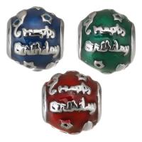 Stainless Steel European Beads, 316 Stainless Steel, silver color plated, enamel Approx 4mm 