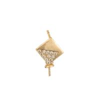 Brass Earring Drop Component, gold color plated, DIY & micro pave cubic zirconia & for woman 