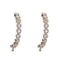 Brass Earring Drop Component, gold color plated, DIY & micro pave cubic zirconia & for woman 