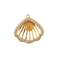 Brass Pendant Findings, gold color plated, DIY & micro pave cubic zirconia & for woman, 14mm 