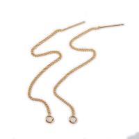 Brass Earring thread, gold color plated, DIY & for woman, 85mm 