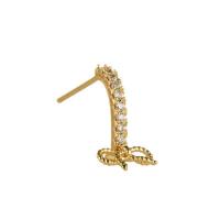 Brass Earring Drop Component, gold color plated, DIY & micro pave cubic zirconia & for woman, 25mm 