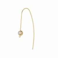 Brass Hook Earwire, gold color plated, DIY & micro pave cubic zirconia & for woman, 45mm 
