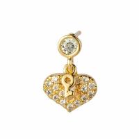 Brass Drop Earring, gold color plated, DIY & micro pave cubic zirconia & for woman 