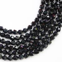 Natural Black Agate Beads, Rhombus, polished, DIY & faceted, black 