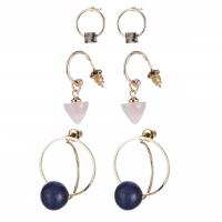 Zinc Alloy Stud Earring Set, Stud Earring, three pieces & fashion jewelry 