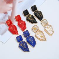 Resin Drop Earring, Zinc Alloy, with Resin, plated, fashion jewelry & for woman 