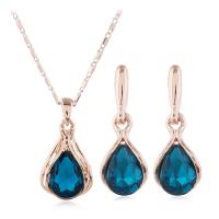 Fashion Zinc Alloy Jewelry Sets, earring & necklace, with Crystal, plated, fashion jewelry & for woman Inch 