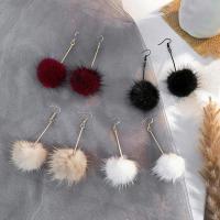 Fluffy Pom Pom Earrings, Zinc Alloy, fashion jewelry & for woman 