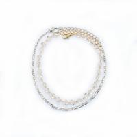 Brass Anklet, with Crystal, plated, Double Layer & fashion jewelry & for woman 