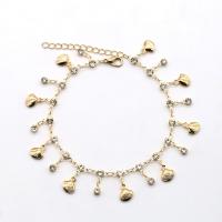 Brass Anklet, with Crystal, plated, fashion jewelry 