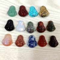 Joyas de piedras preciosas colgante, Piedra natural, Buda, unisexo, Color aleatorio, 14.5x17.5mm, Vendido por UD