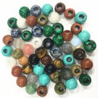 Natural Stone Large Hole Bead, Round, polished Approx 5mm 