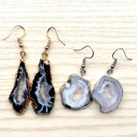 Agate Drop Earring, Ice Quartz Agate, with Brass, irregular, plated & for woman 