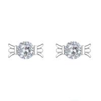 Cubic Zircon Brass Earring, platinum color plated, micro pave cubic zirconia & for woman 