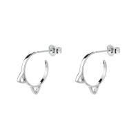 Brass Huggie Hoop Earring, platinum color plated, for woman, 15mm 