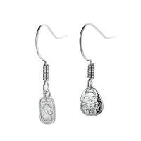 Brass Drop Earring, platinum color plated, for woman, 23mm 