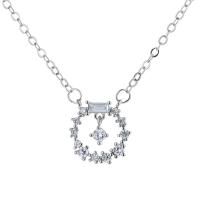 Cubic Zircon Micro Pave Brass Necklace, with 1.96 inch extender chain, platinum color plated, for woman, 12mm Approx 15.74 Inch 