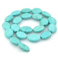Synthetic Turquoise Beads, Flat Oval, polished, DIY dark green 