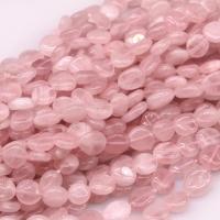 Natürliche Rosenquarz Perlen, flachoval, poliert, DIY, keine, 8x10mm, verkauft von Strang