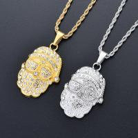 Zinc Alloy Cubic Zirconia Necklace, with stainless steel chain & Cubic Zirconia, fashion jewelry & Unisex 