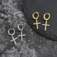 Huggie Hoop Drop Earring, Brass, with Cubic Zirconia, fashion jewelry & Unisex 