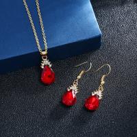 Rhinestone Zinc Alloy Jewelry Set, earring & necklace, plated, fashion jewelry & for woman & with rhinestone 