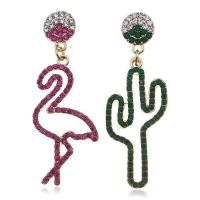 Asymmetric Earrings, Zinc Alloy, plated, fashion jewelry & for woman & with rhinestone 