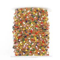Edelstahl-Kettenschmuck, 304 Edelstahl, mit Kunststoffspule, goldfarben plattiert, Kugelkette, farbenfroh, 2x0.5mm, 50m/Spule, verkauft von Spule