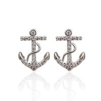 Stainless Steel Rhinestone Stud Earring, fashion jewelry & for woman & with rhinestone, silver color 