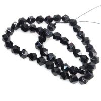 Natural Black Agate Beads, irregular, polished, DIY & faceted, black 