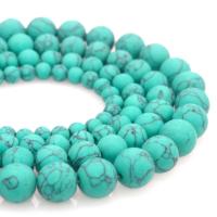 Synthetic Turquoise Beads, Round, polished, DIY turquoise blue 