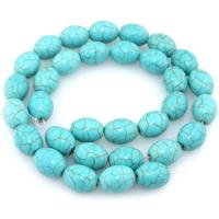 Synthetic Turquoise Beads, Oval, polished, DIY dark green 