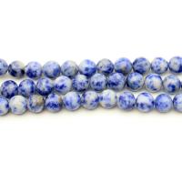 Perles tache bleu et blanc, Tache bleue, Rond, poli, DIY & normes différentes pour le choix, bleu, Vendu par brin