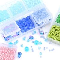 Perles de verre mixte, avec Boîte en plastique, rectangle, Placage, DIY, plus de couleurs à choisir Vendu par PC