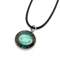 Time Gem Jewelry Necklace, Stainless Steel, with leather cord, fashion jewelry 