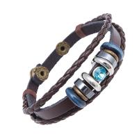 Bracelet en cuir artificiel, alliage de zinc, avec cordon en cuir, bijoux de mode & unisexe, plus de couleurs à choisir, 22cm+0.6cm, Vendu par brin