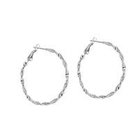 Stainless Steel Hoop Earring, 304 Stainless Steel, Donut, silver color plated, for woman 
