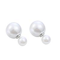 Plastic Stud Earring, with Plastic Pearl, fashion jewelry & for woman 