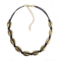 Zinc Alloy Necklace, gold color plated, for woman, black .5 Inch 