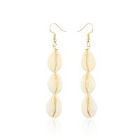 Seashell Earrings, Zinc Alloy, with Shell, gold color plated, for woman, white 