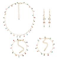 Fashion Zinc Alloy Jewelry Sets, anklet & bracelet & earring & necklace, plated, for woman, multi-colored 