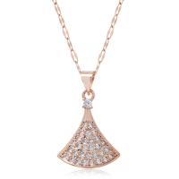 Cubic Zirconia Stainless Steel Necklace, with Cubic Zirconia, fashion jewelry, gold 
