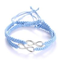Fashion Zinc Alloy Bracelets, with Cotton Cord, 2 pieces & Adjustable & fashion jewelry & Unisex 17-28mm 