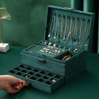Multifunctional Jewelry Box, Velveteen, Rectangle, plated, durable & hardwearing & dustproof, green 