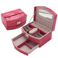 Multifunctional Jewelry Box, PU Leather, Square, plated, durable & hardwearing & dustproof 